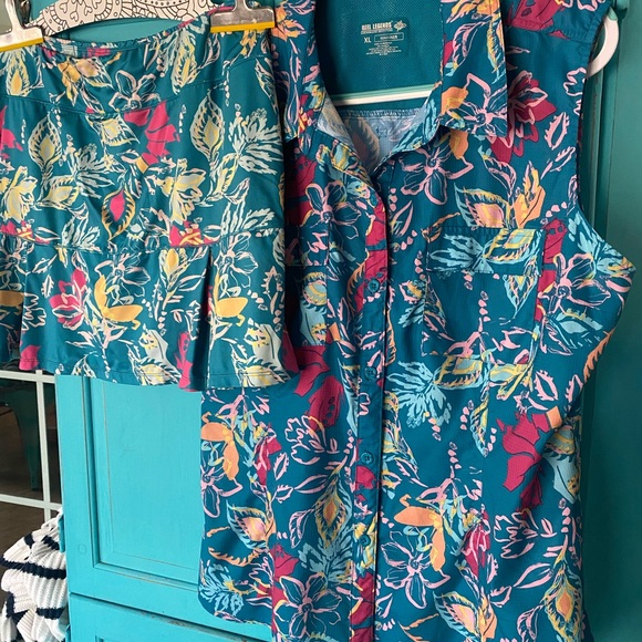 Reel Life Summer Matching Set Women Large - Extra Large Swim Cover Up Tropical - Picture 8 of 16